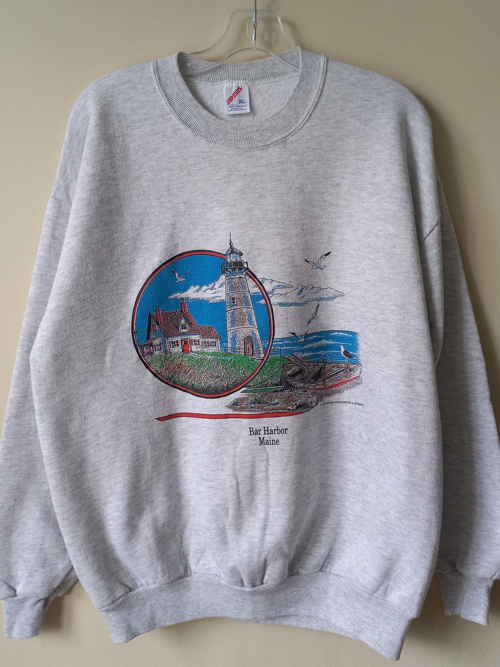 Jerzees Bar Harbor Maine Lighthouse Graphic Crewneck